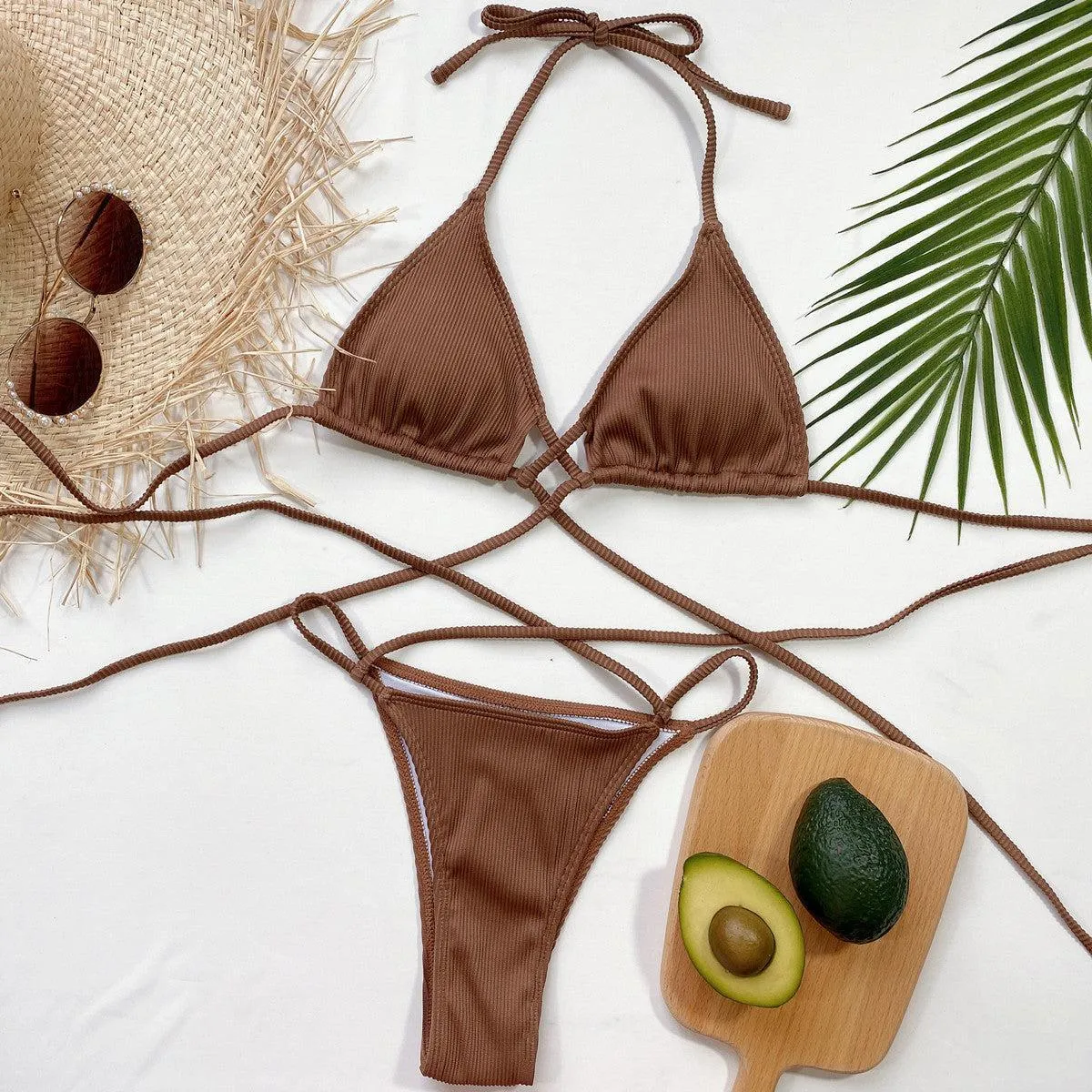 Vacay Slay High Cut Crisscross String Bikini Set