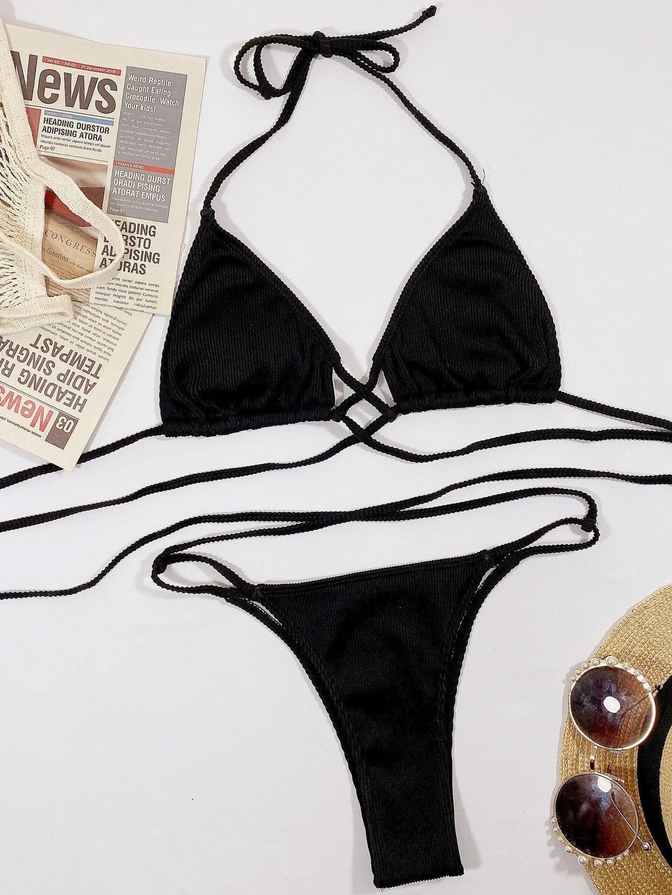 Vacay Slay High Cut Crisscross String Bikini Set