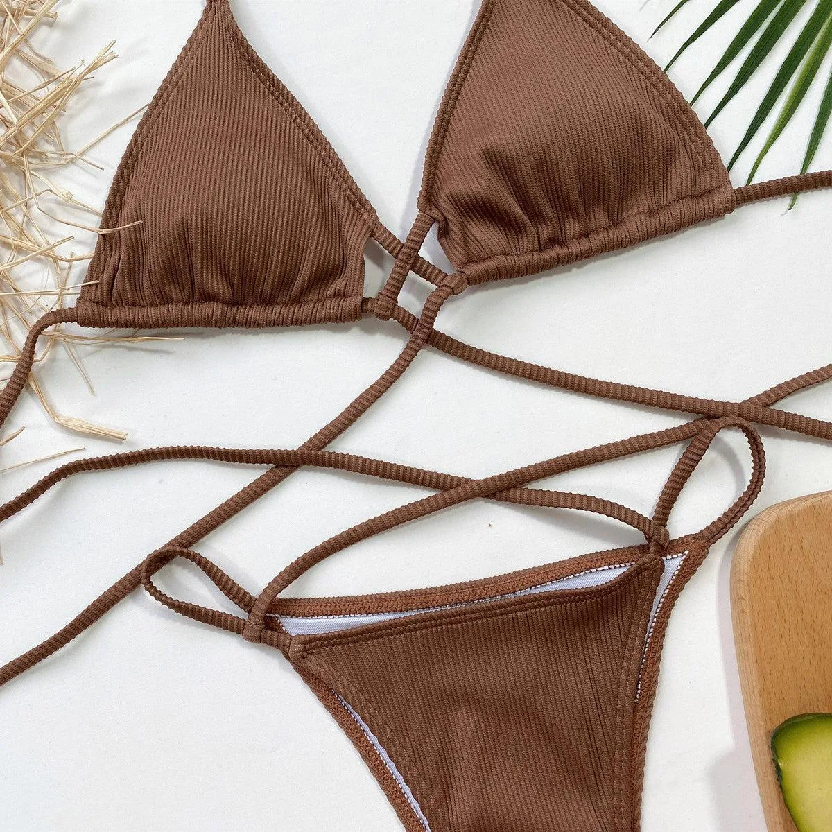 Vacay Slay High Cut Crisscross String Bikini Set