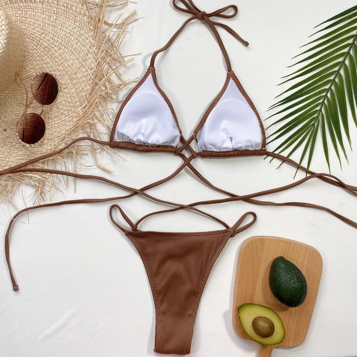 Vacay Slay High Cut Crisscross String Bikini Set