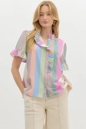 Vibrant Ruffle Top