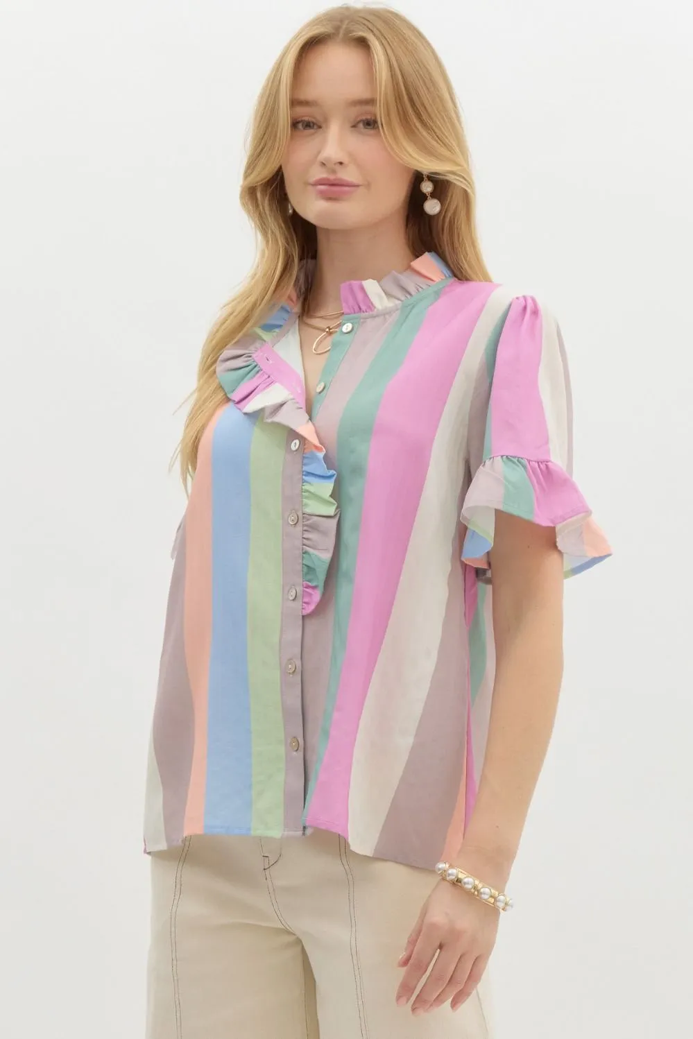 Vibrant Ruffle Top