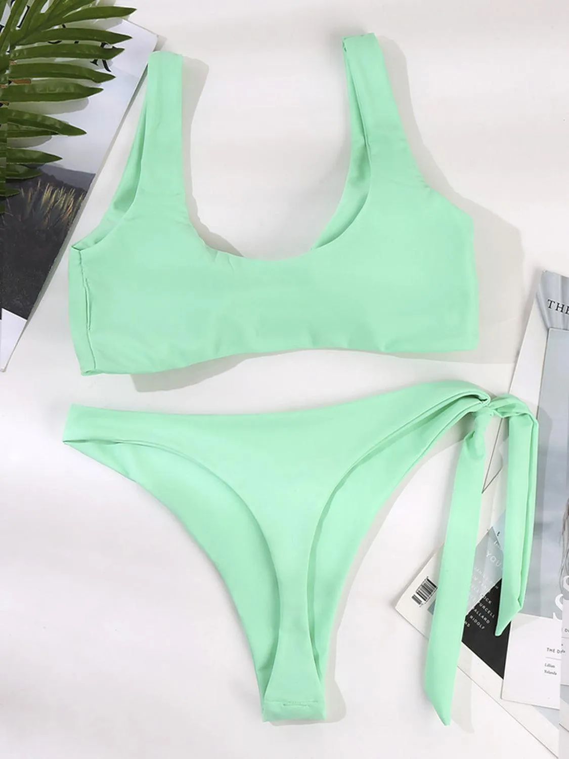 Wide Strap High Cut Two Piece Bikini Swimwear