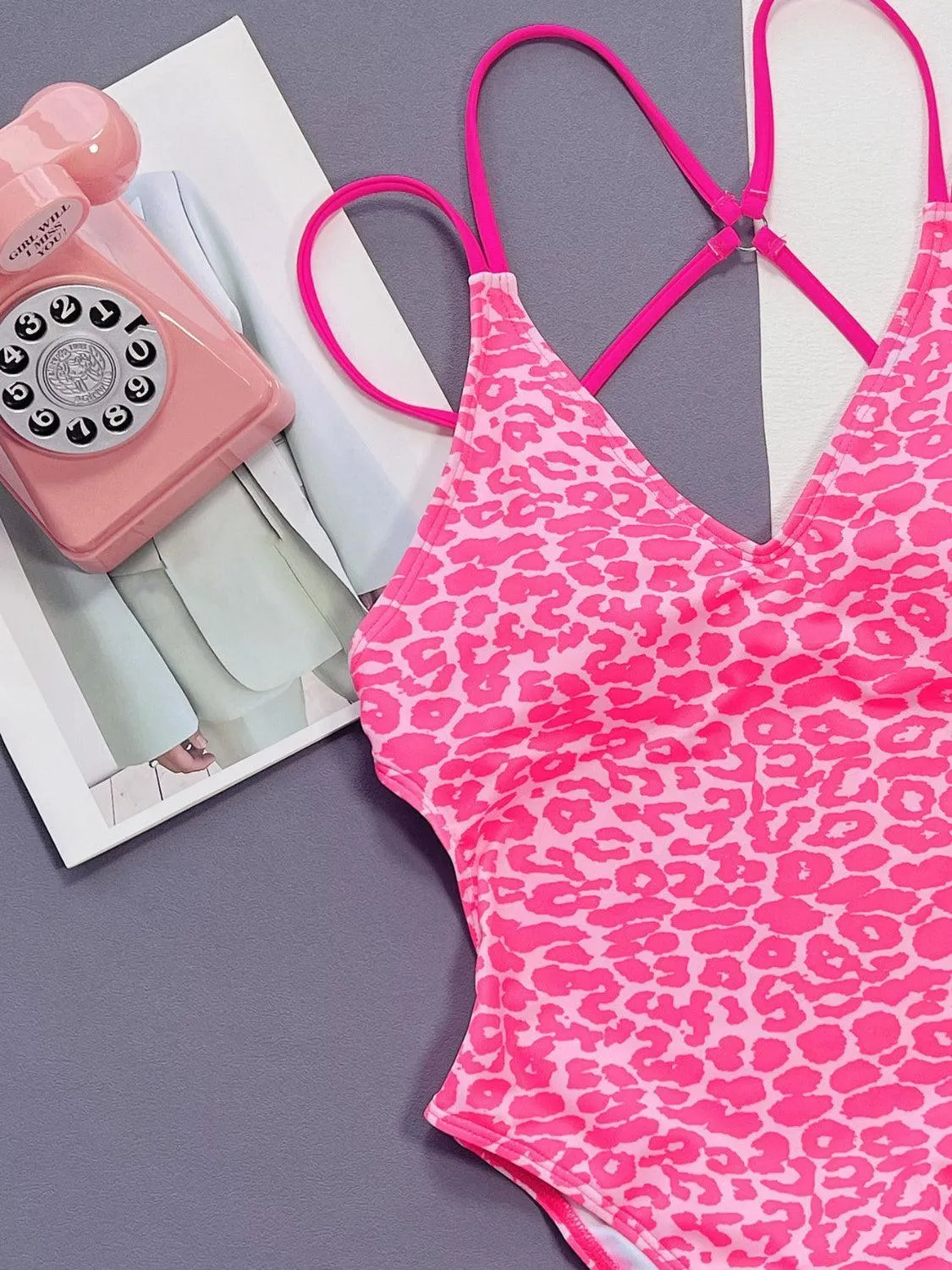 Wild Vacation Plunge Leopard One Piece Swimsuit