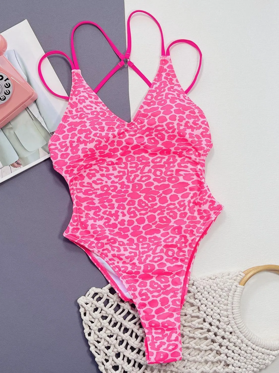 Wild Vacation Plunge Leopard One Piece Swimsuit