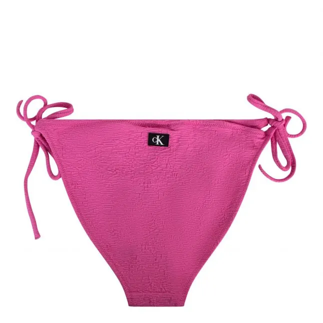 Womens Calvin Klein Bold Pink Monogram Texture Side Tie Brief