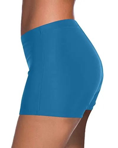 Women's Stretchy Friendly Material Tankini Bottoms Swimsuit-Blue