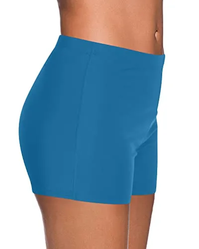 Women's Stretchy Friendly Material Tankini Bottoms Swimsuit-Blue